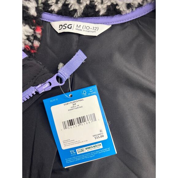 DSG Girl's Cozy Fleece Funky Fair Isle Print - Size M - Picture 3 of 3